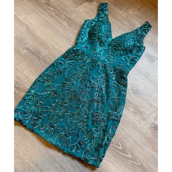 Narianna Elegant Teal Lace Dress- Size S - Picture 3 of 12